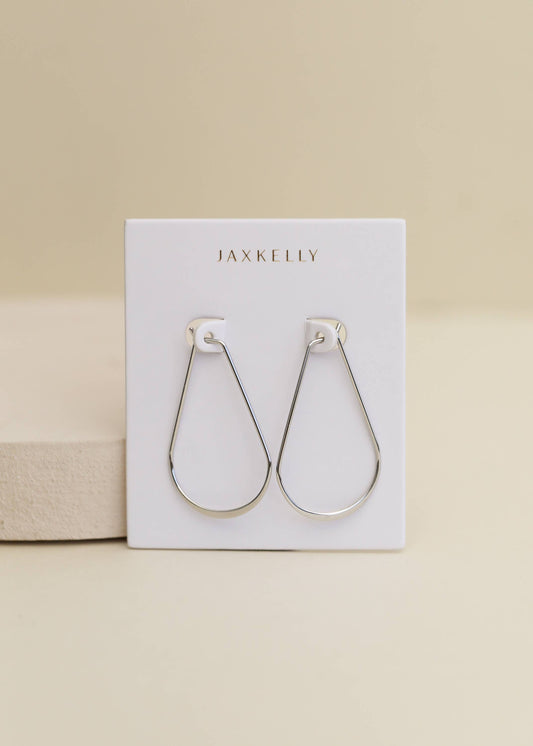 Silver Long Oval Hoop by JaxKelly - Zen&Zip