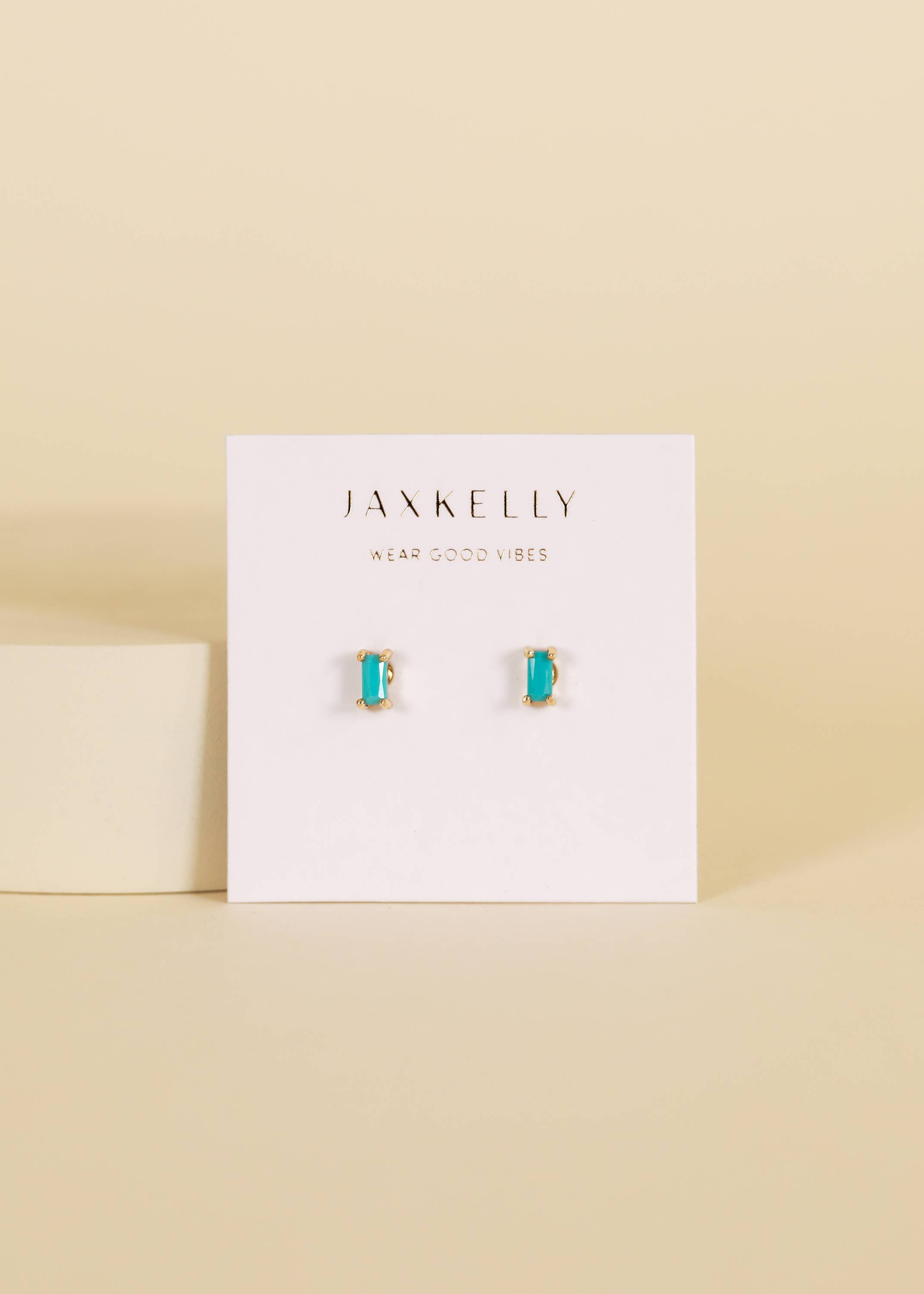 Baguette - Turquoise - Gold Earrings