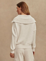 Catherine Half Zip Sweat by Varley | Ivory Marl Fleck