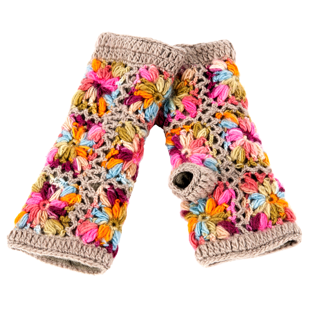 Flower Crochet Fingerless Gloves by Nirvanna Designs
