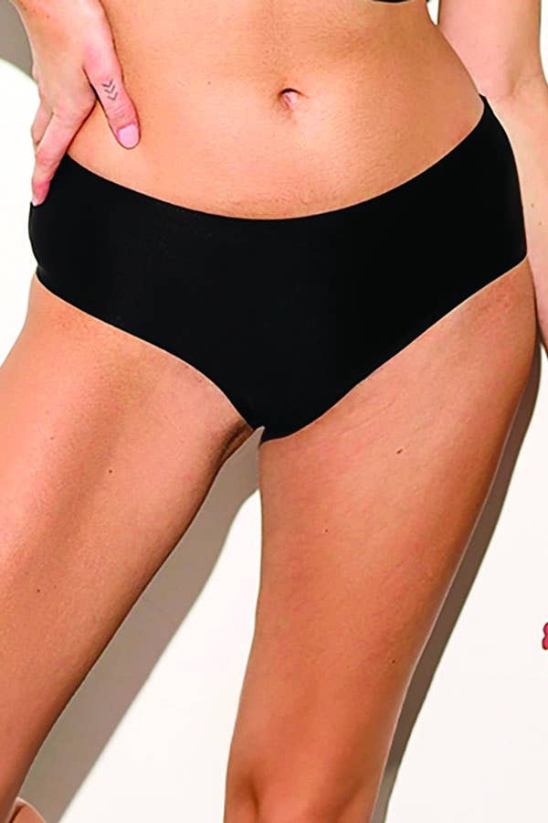No line Solid Laser cut Panty-YM-89164-PTY-S: Black / S - Zen&Zip