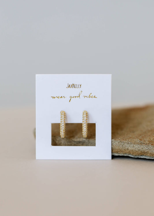 Gold Hoop Pave Earrings by JaxKelly | White CZ - Zen&Zip