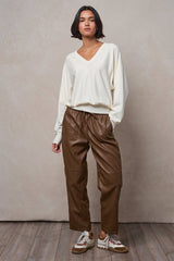 V-Neck Drop Shoulder Sweater by Fashion Week| Ivory