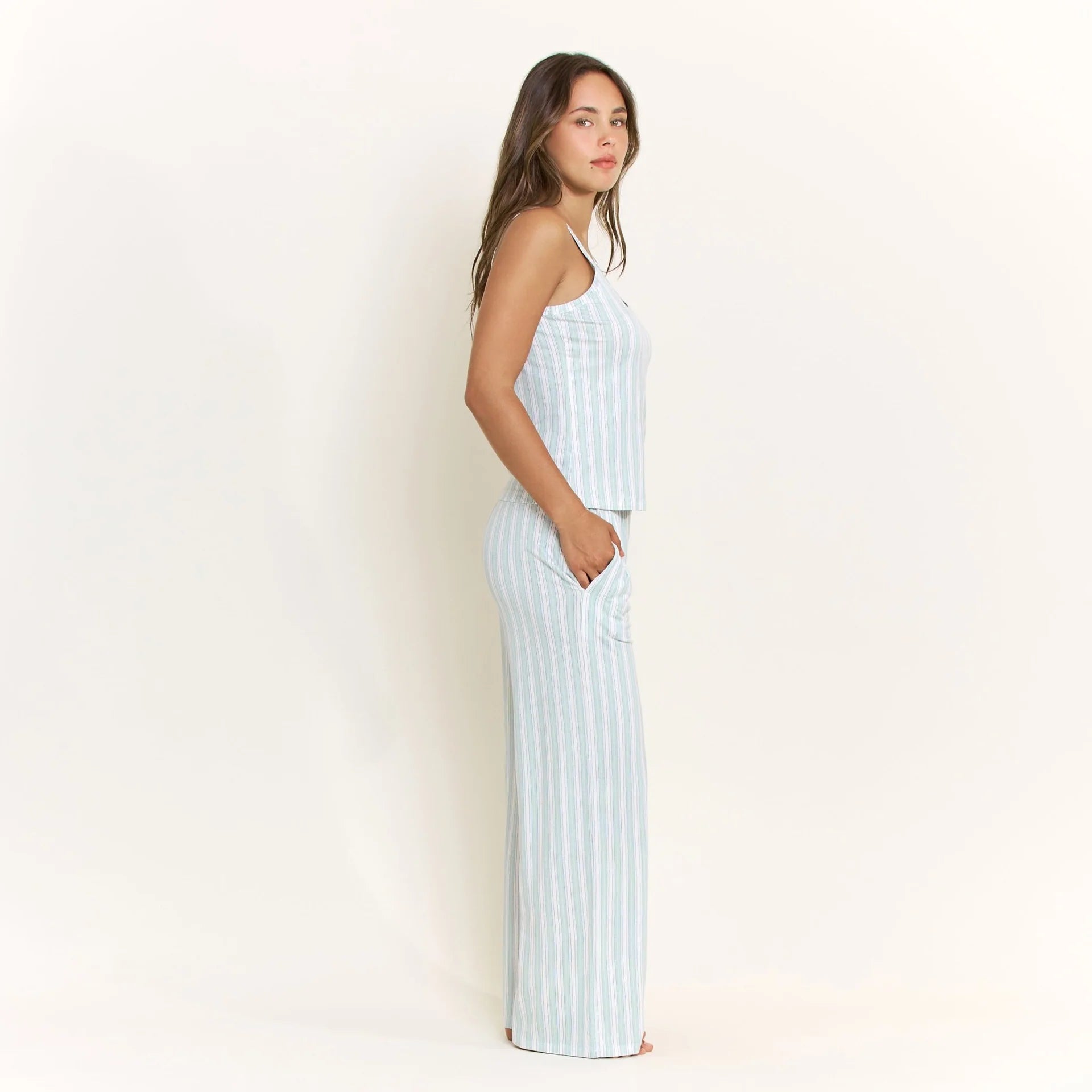 All American Tank Pant Set by Honeydew | Sage Stitched Stripe