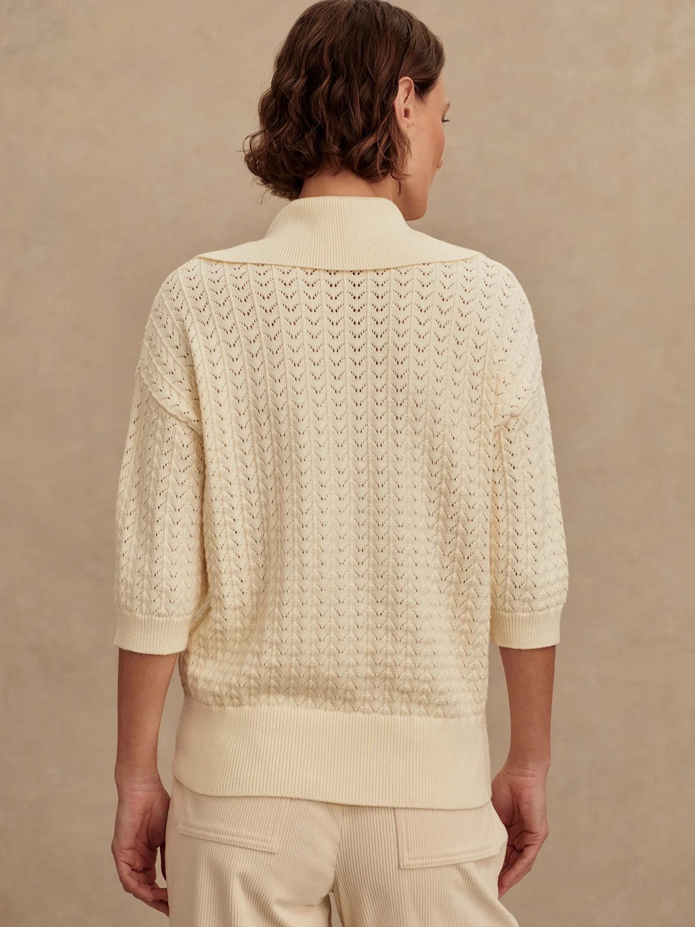 Arney Half Zip Knit Polo by Varley | Egret