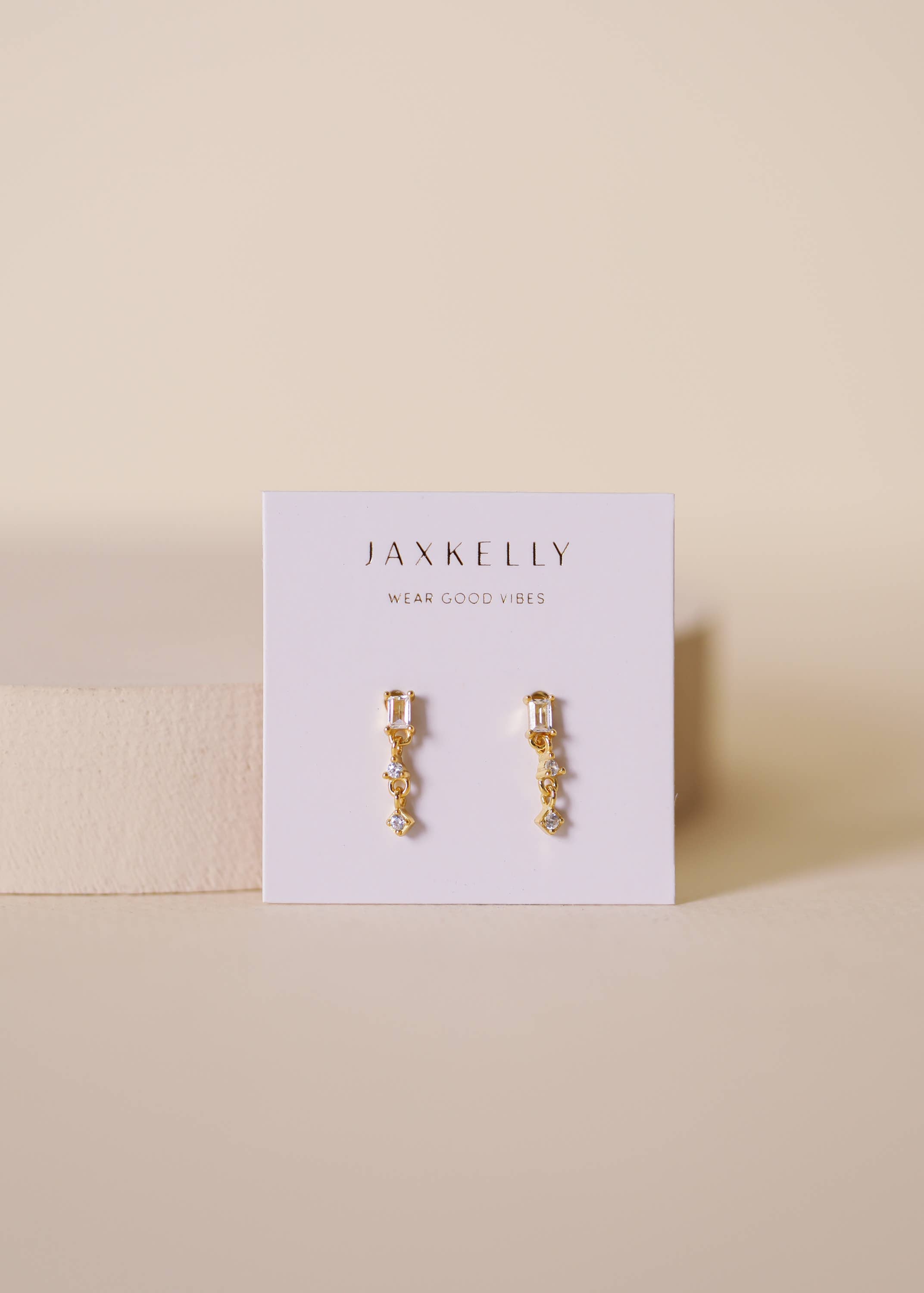 Mini Baguette Drop Earrings - White - Zen&Zip
