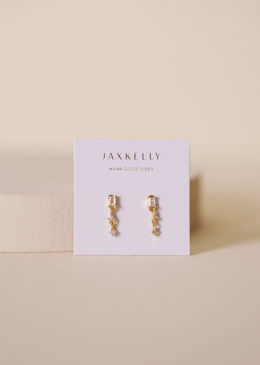 Mini Baguette Drop Earrings - White - Zen&Zip