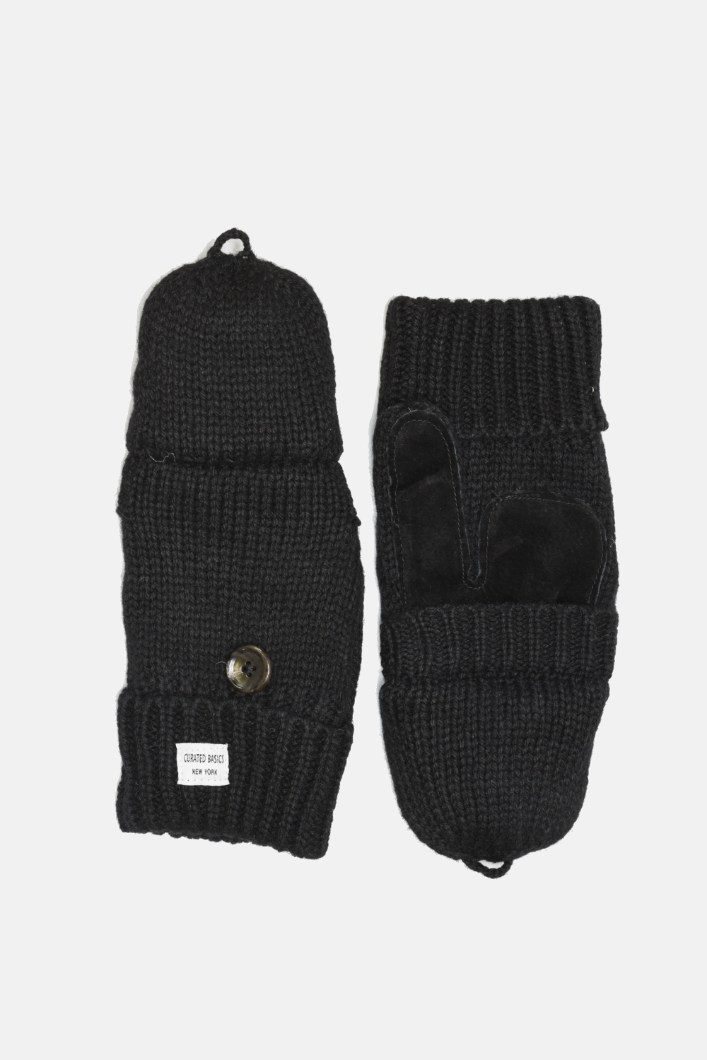 Black Wool Fingerless Glove by Curated Basics