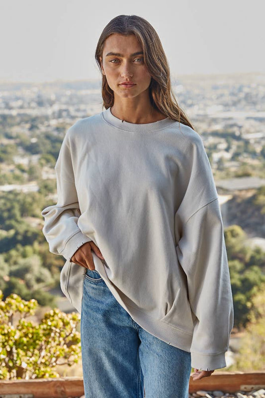 Crew Neck Long Sleeve Sweatshirt by By Together | Clay - Zen&Zip