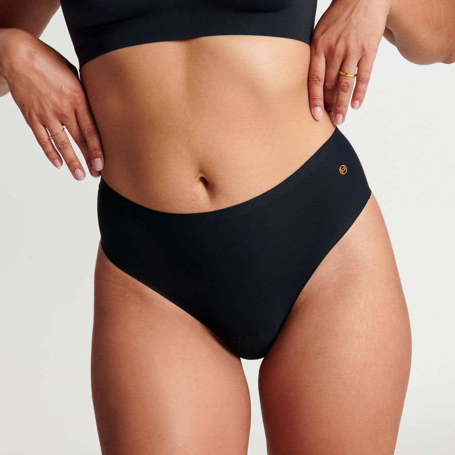 High-Waisted Thong: Black / Fits 0-14 - Zen&Zip