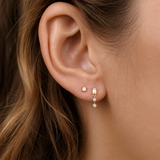 Mini Baguette Drop Earrings - White - Zen&Zip