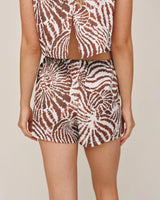 Beach Short with Beaded Ties by Bella Dahl | Abstract Shell Print
