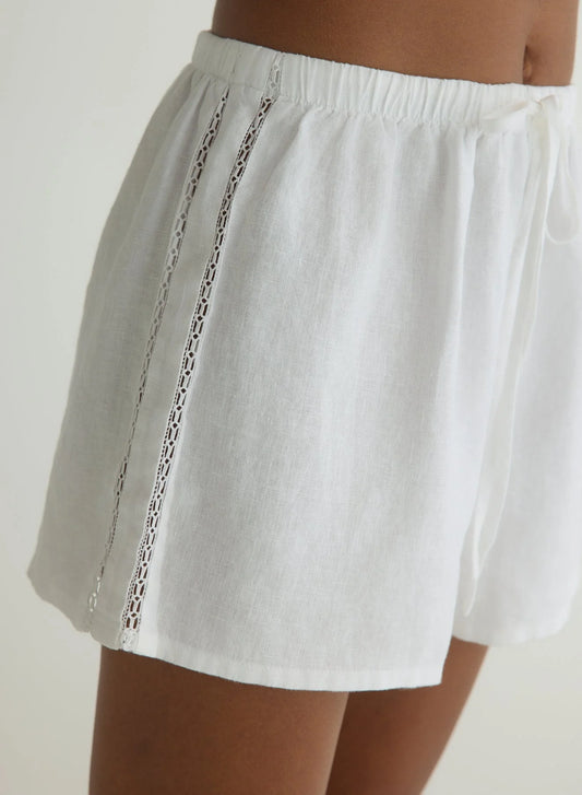 Beach Short with Lace Inset by Bella Dahl | White