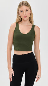 Spacedye Good Day Cropped Tank by Beyond Yoga | Army Green Heather