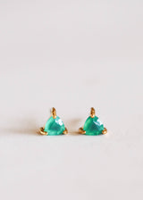 Mini Energy Gem - Green Onyx - Gold Earrings