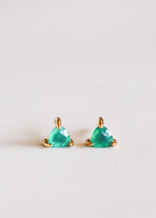 Mini Energy Gem Gold Earrings by JaxKelly | Green Onyx - Zen&Zip