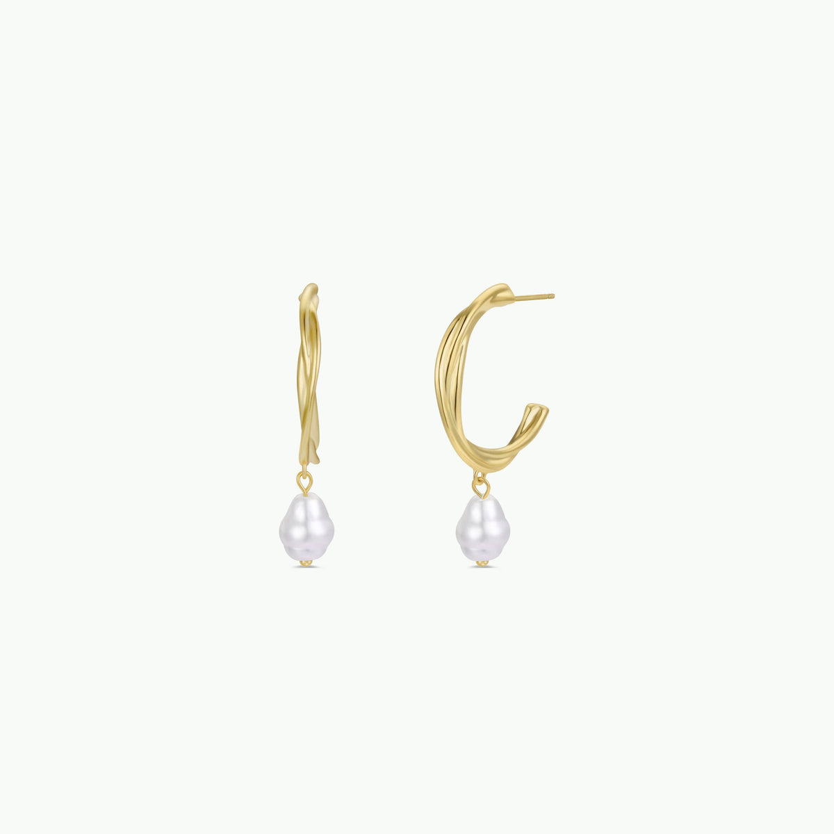 Twisted Pearl Drop Hoop by JaxKelly | Gold Earrings