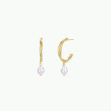 Twisted Pearl Drop Hoop by JaxKelly | Gold Earrings - Zen&Zip