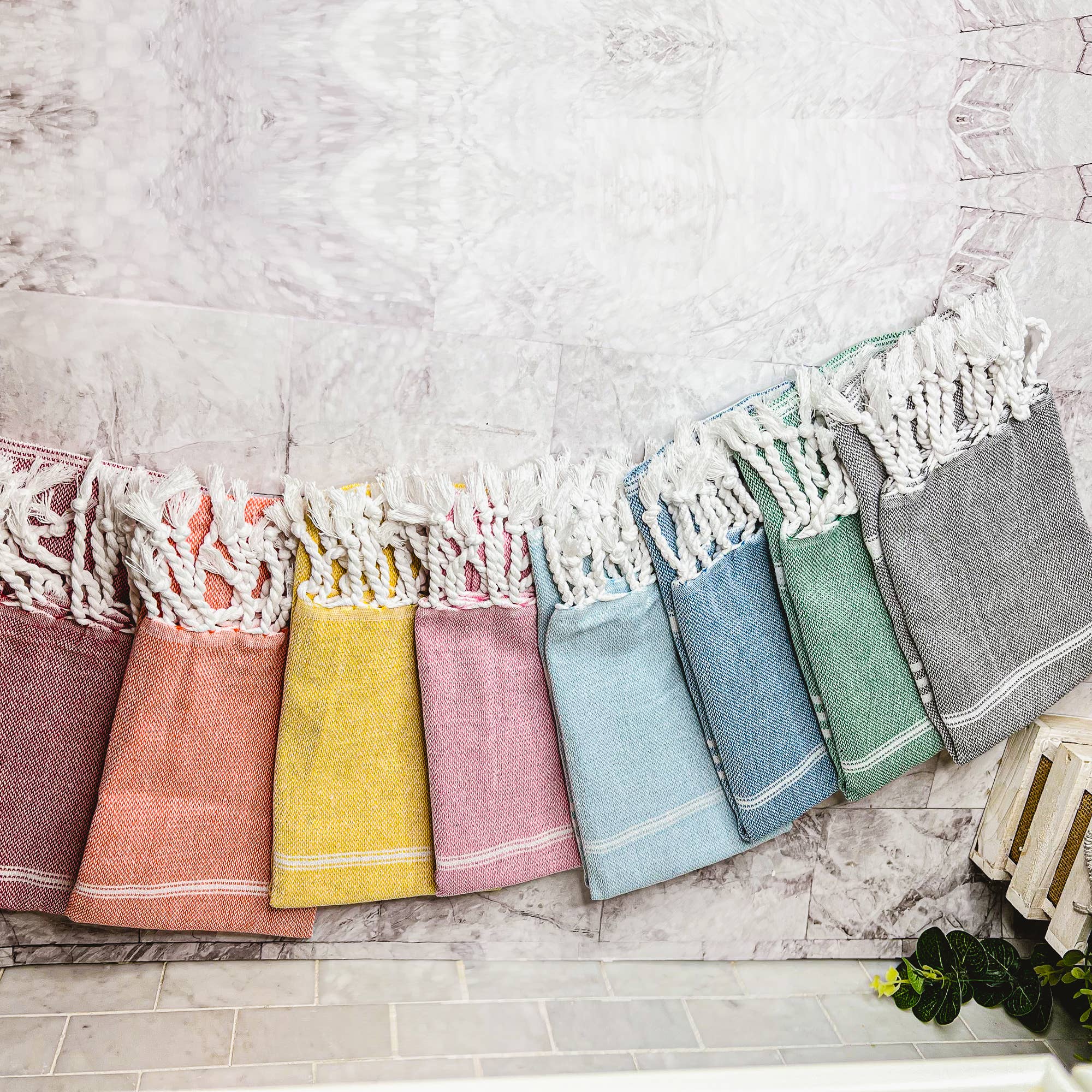 Kitchen or Bathroom Hand Towels with Tassels, Turkish Cotton - Zen&Zip