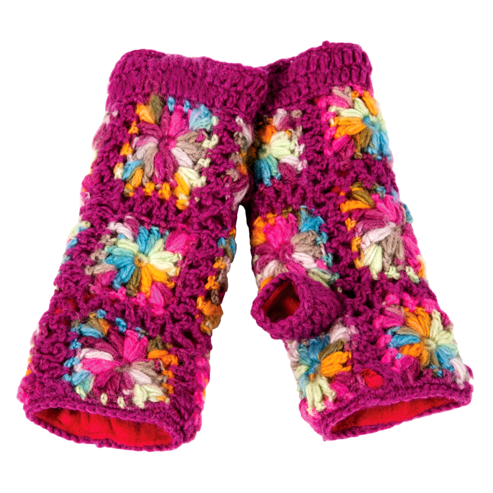 Flower Crochet Fingerless Gloves by Nirvanna Designs