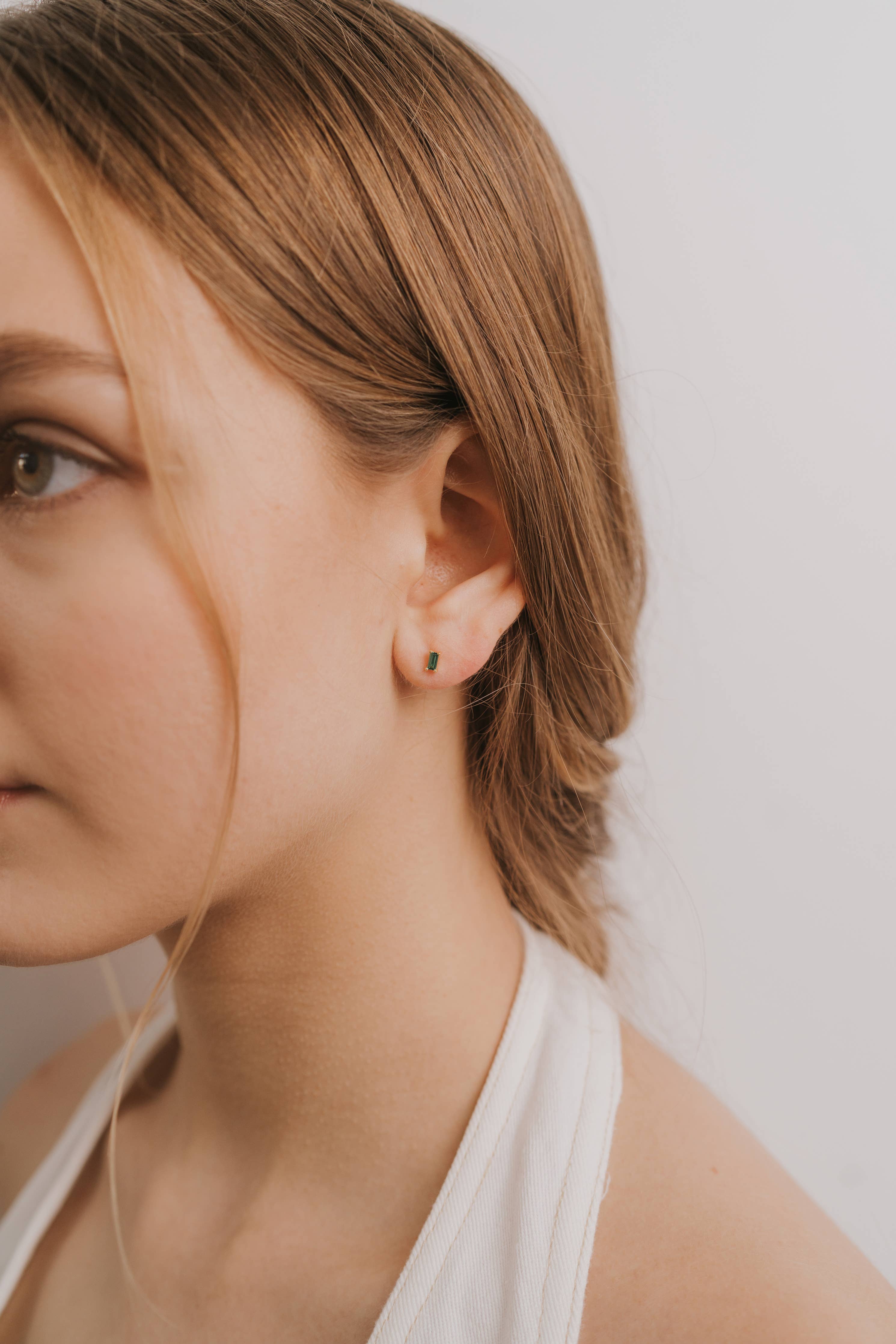 Baguette Gold Earrings by JaxKelly | Emerald - Zen&Zip