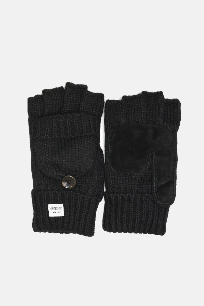 Black Wool Fingerless Glove by Curated Basics