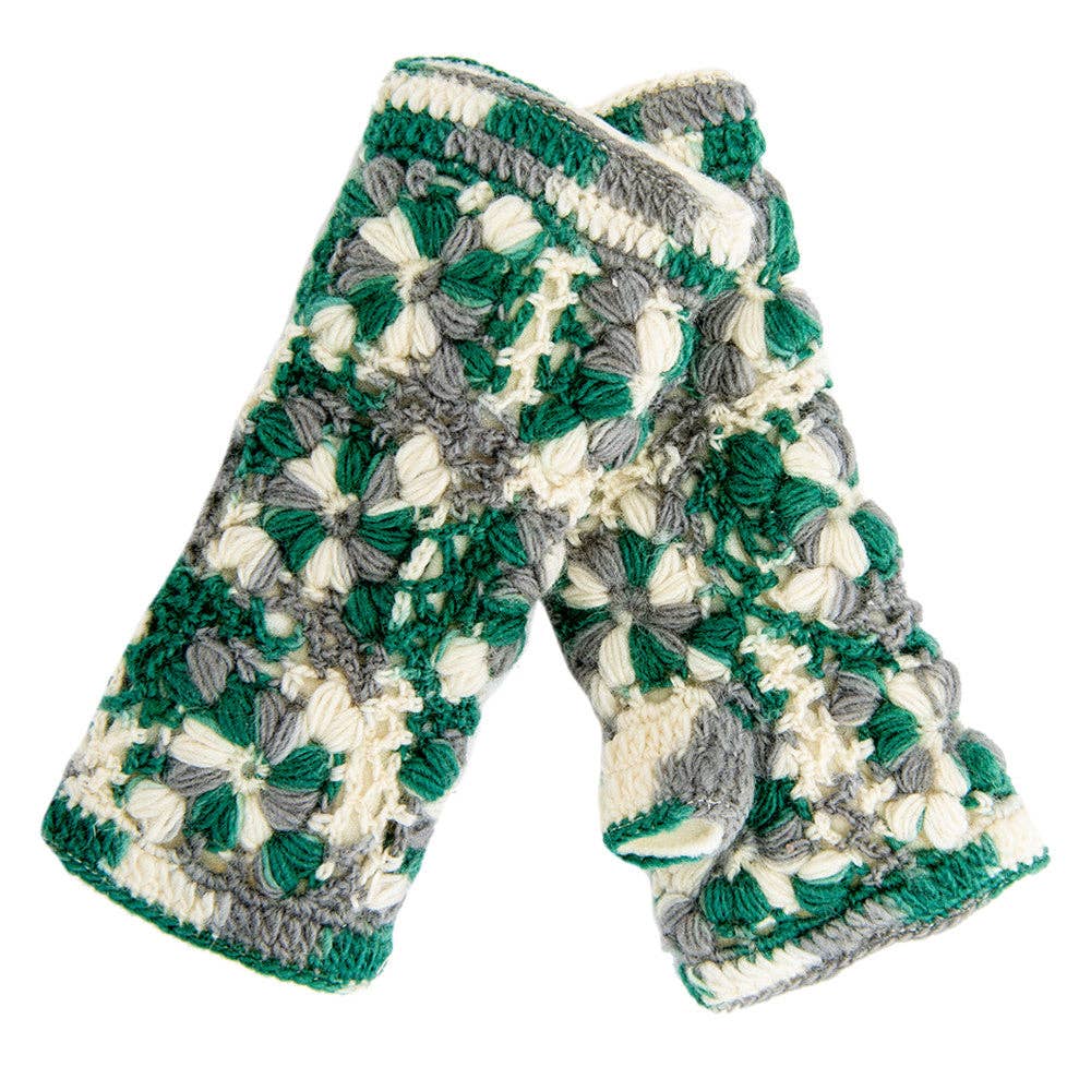 Flower Crochet Fingerless Gloves by Nirvanna Designs