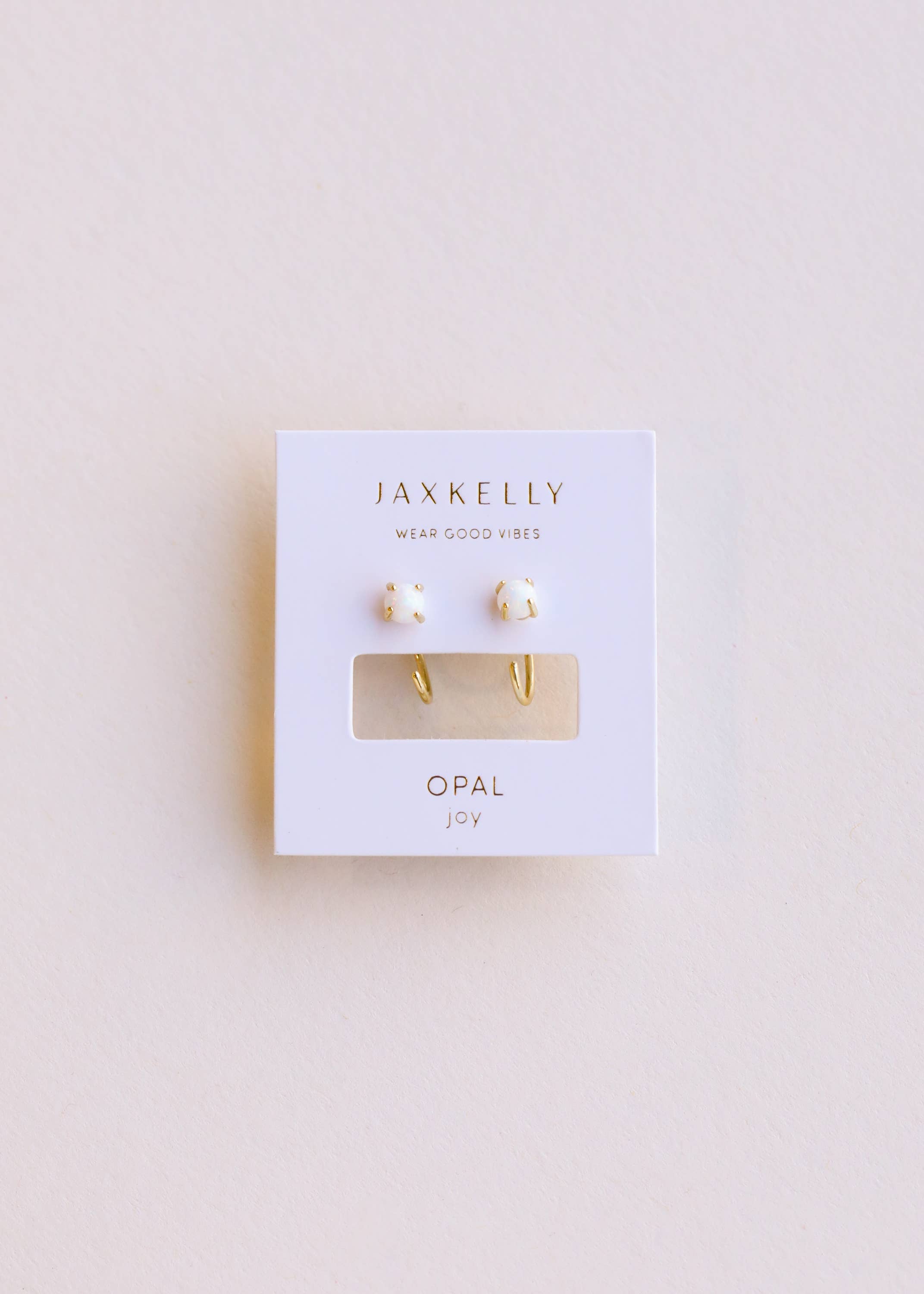 Huggies Earrings by JaxKelly | White Opal - Zen&Zip