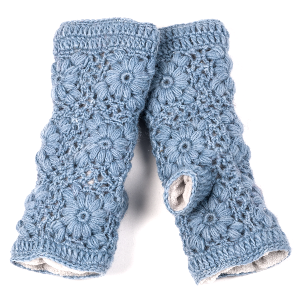 Flower Crochet Fingerless Gloves by Nirvanna Designs
