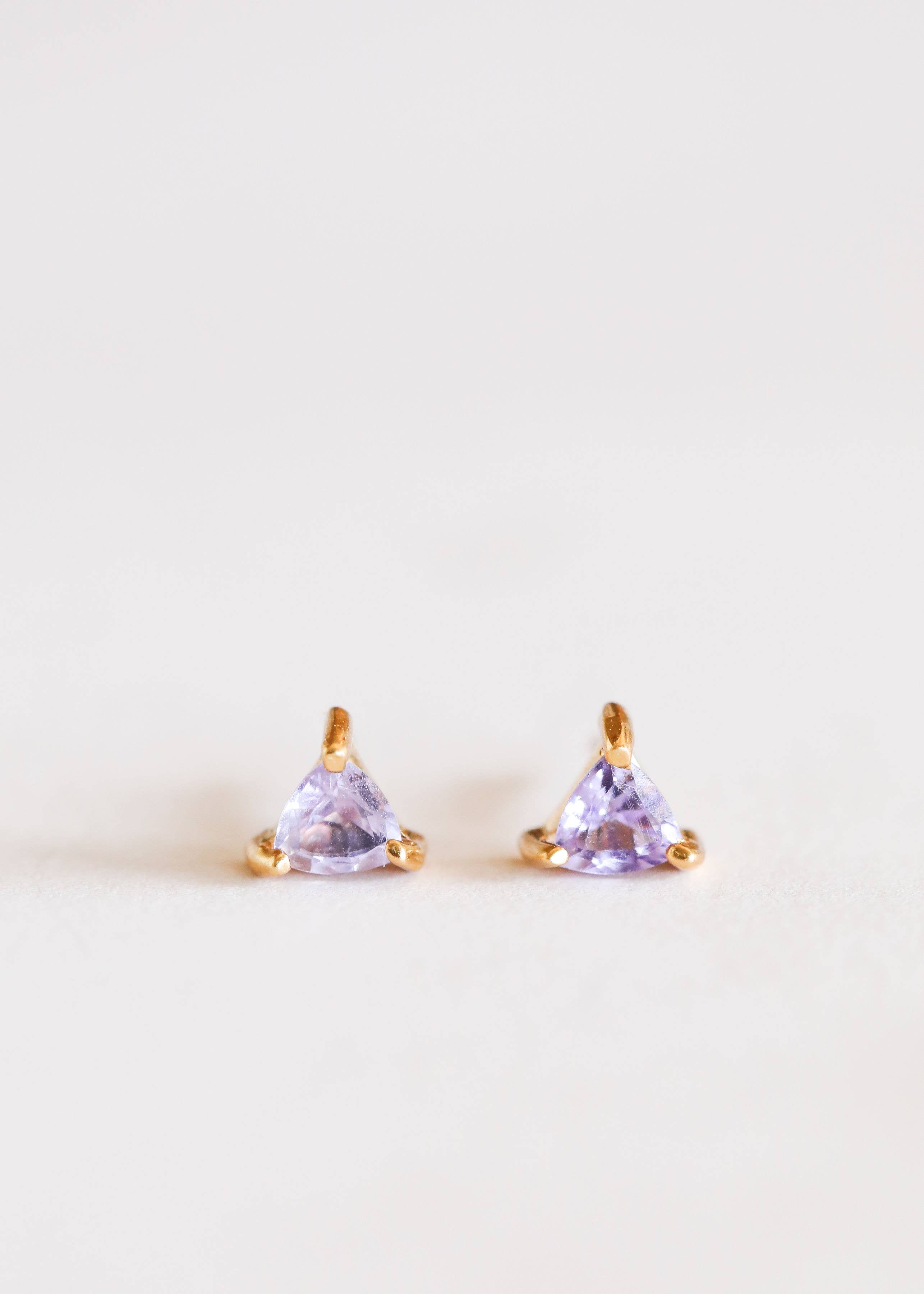 Mini Energy Gem - Amethyst - Gold Earrings