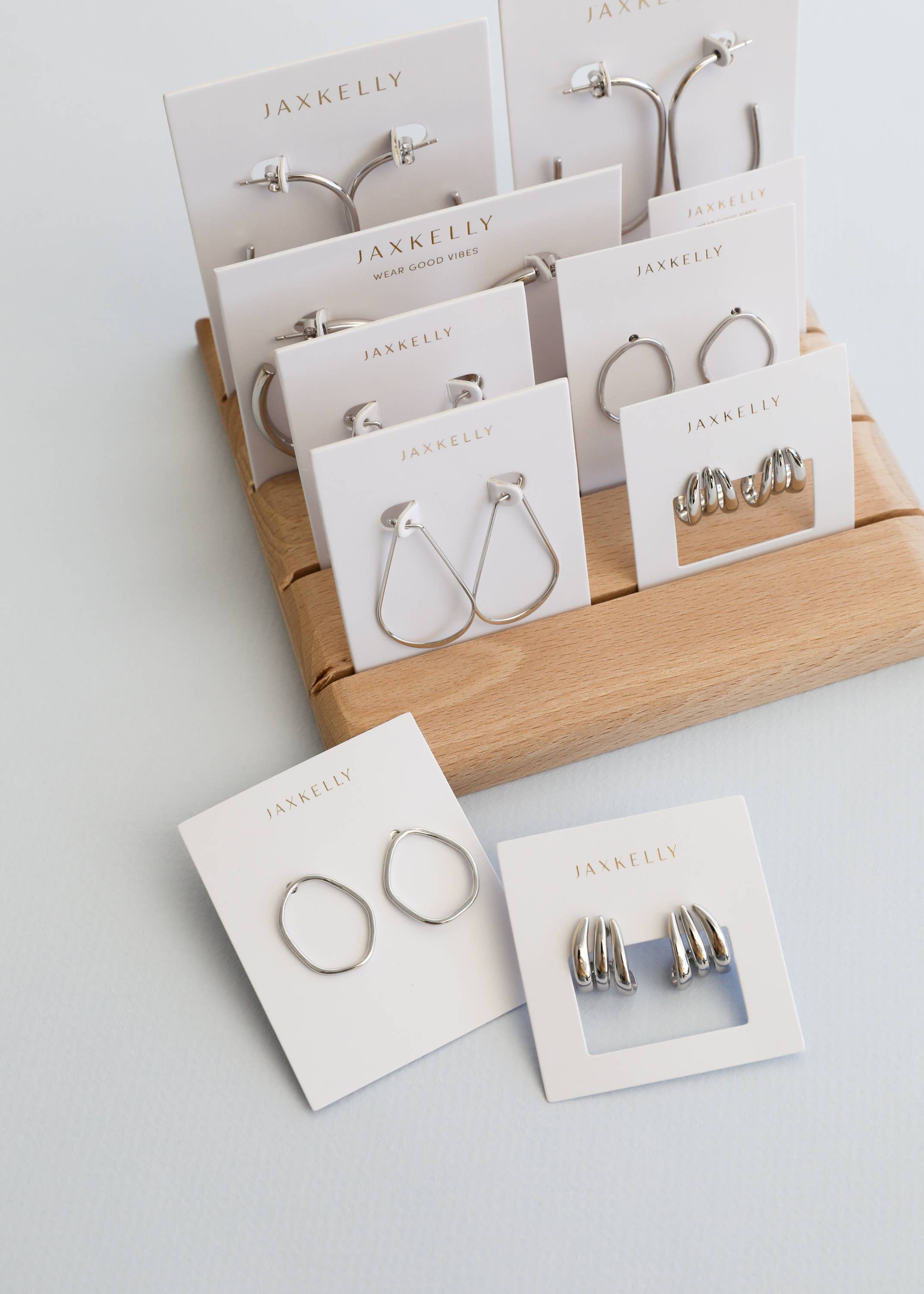 Silver Long Oval Hoop by JaxKelly - Zen&Zip