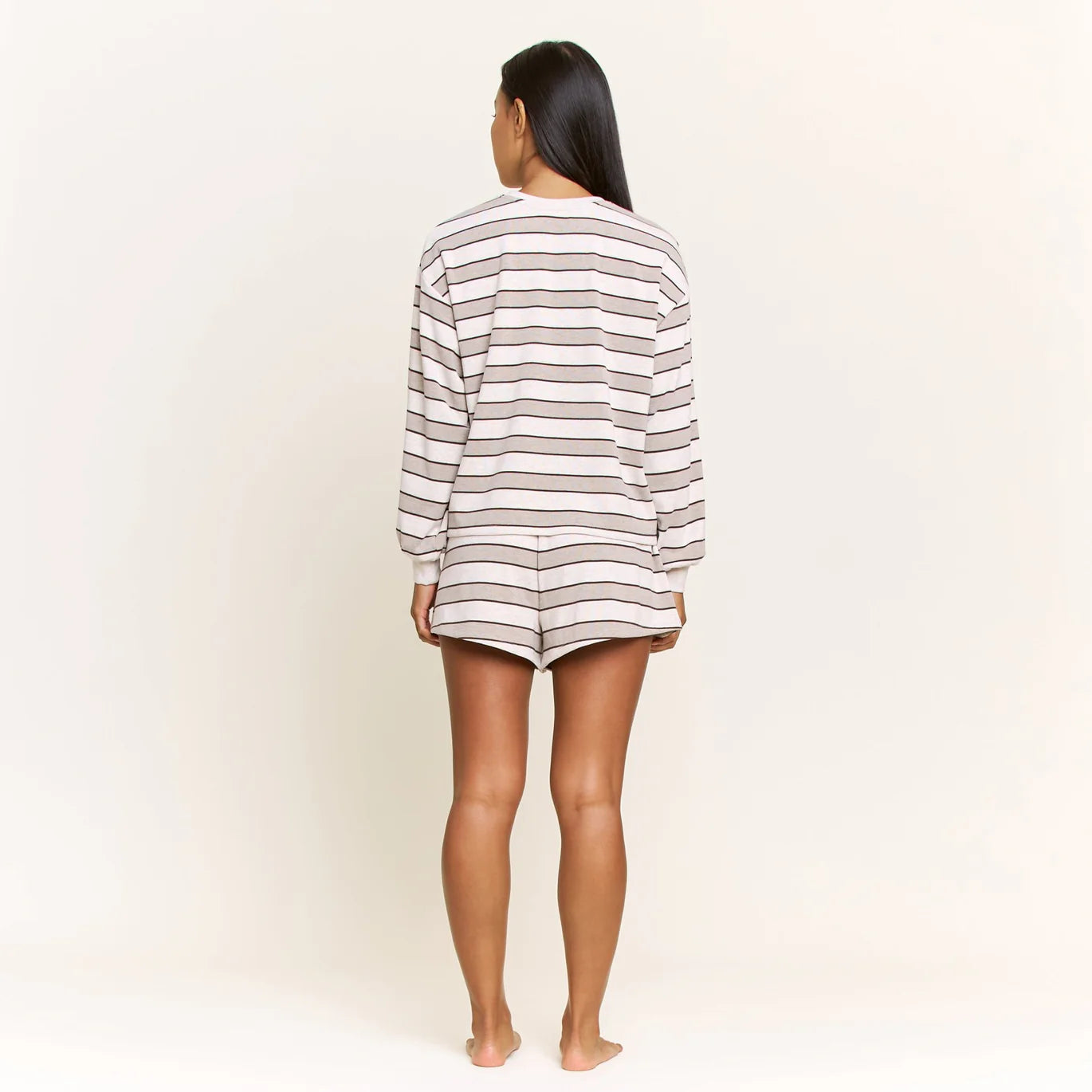 Cozy Era LS Shortie Set by Honeydew | Coffee Stripe