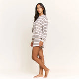 Cozy Era LS Shortie Set by Honeydew | Coffee Stripe