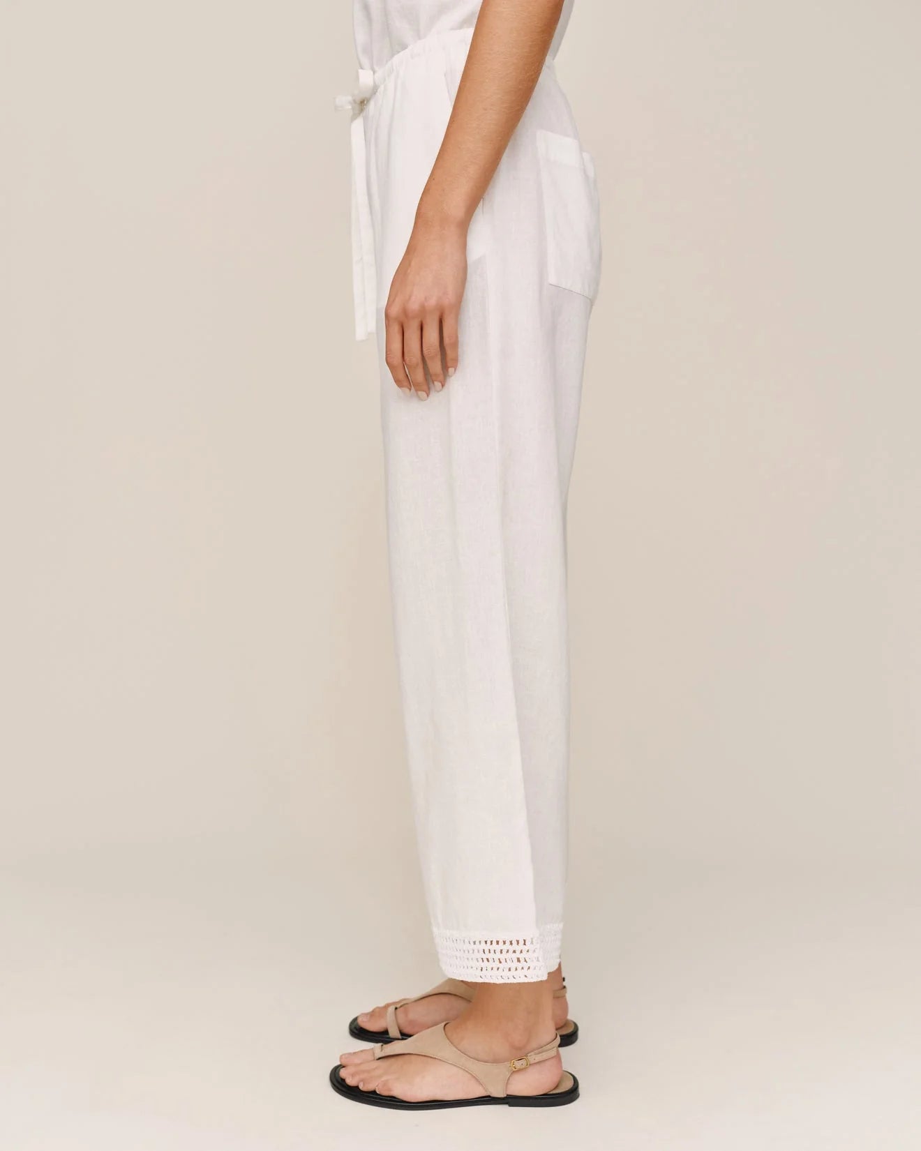 Crochet Edge Pant by Bella Dahl | Ivory Sand