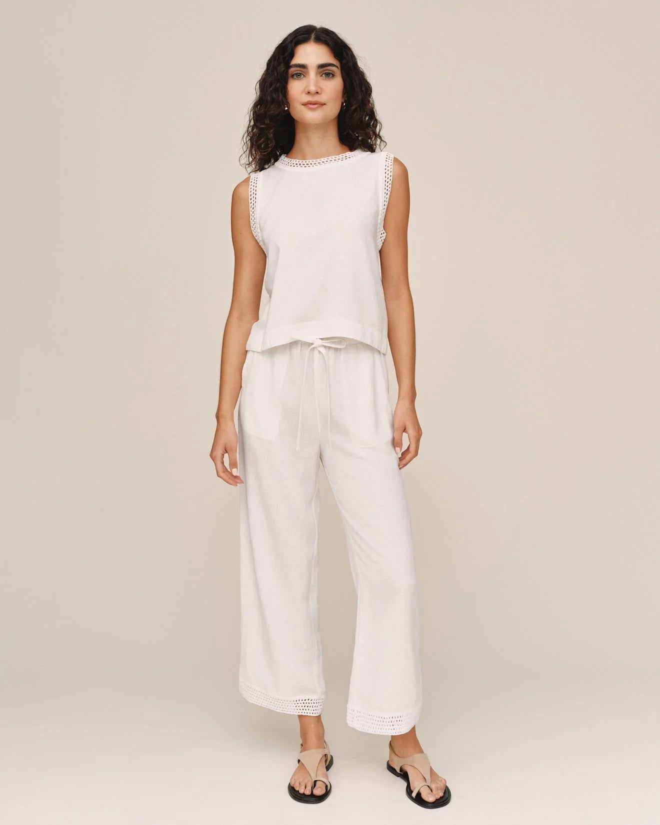 Crochet Edge Pant by Bella Dahl | Ivory Sand