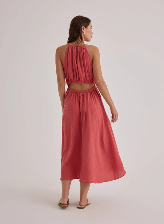 Cut Out Back Midi Halter Dress by Bella Dahl | Cherry Rose