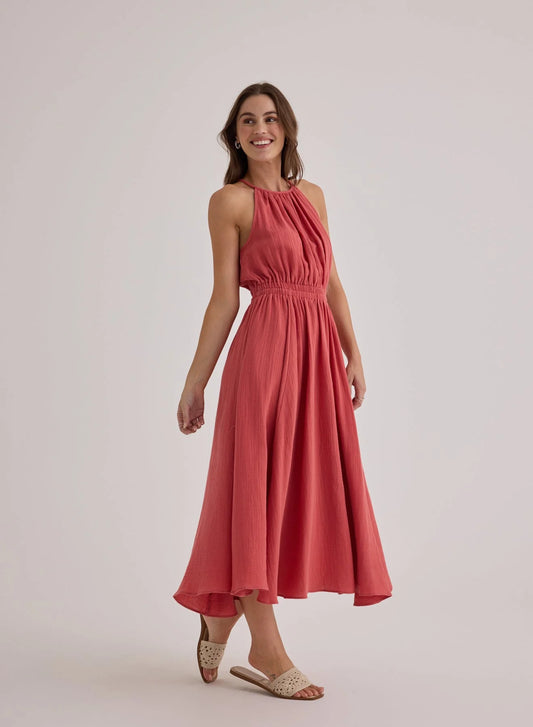 Cut Out Back Midi Halter Dress by Bella Dahl | Cherry Rose