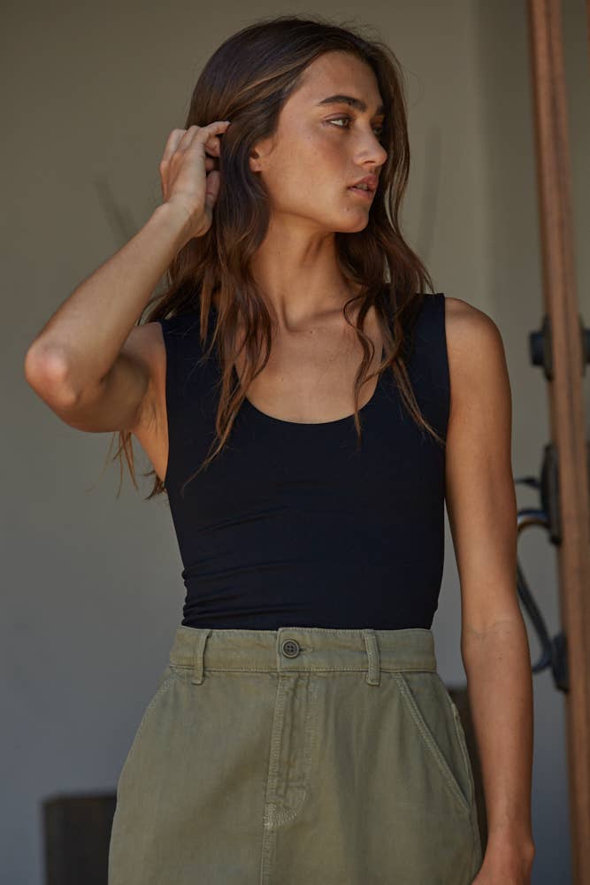 Double Layered Seamless Tank by By Together | Black - Zen&Zip