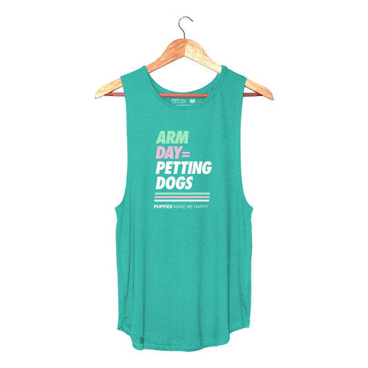 Sleeveless Arm Day Tank by Puppies Make Me Happy | Teal - Zen&Zip