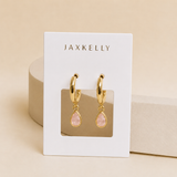 Teardrop Charm Hoop by JaxKelly | Rose Quartz