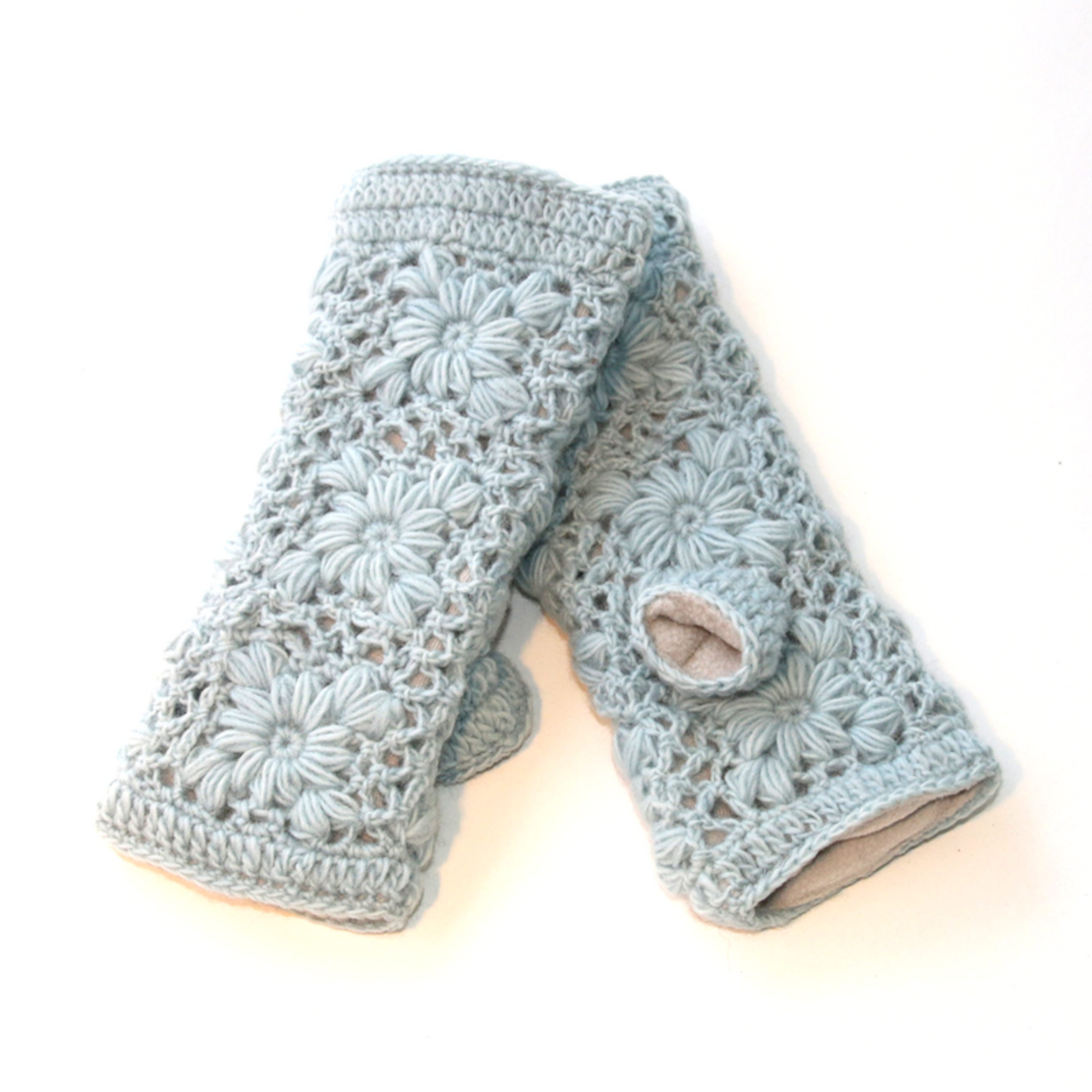 Flower Crochet Fingerless Gloves by Nirvanna Designs