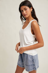 Basic Scoop Neck Ribbed Tank by Wishlist Apparel | Off White - Zen&Zip