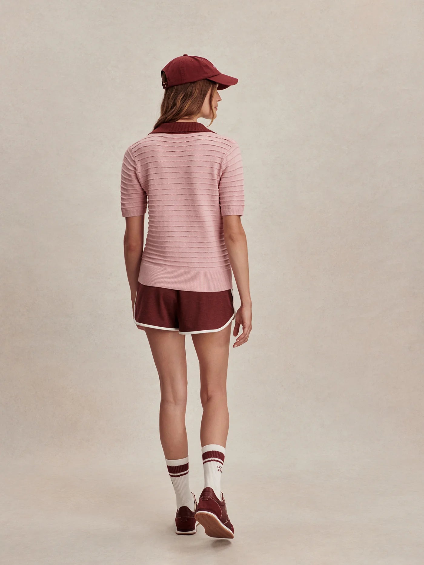 Wren Knit Polo by Varley | Zephyr Mauve/Port - Zen&Zip