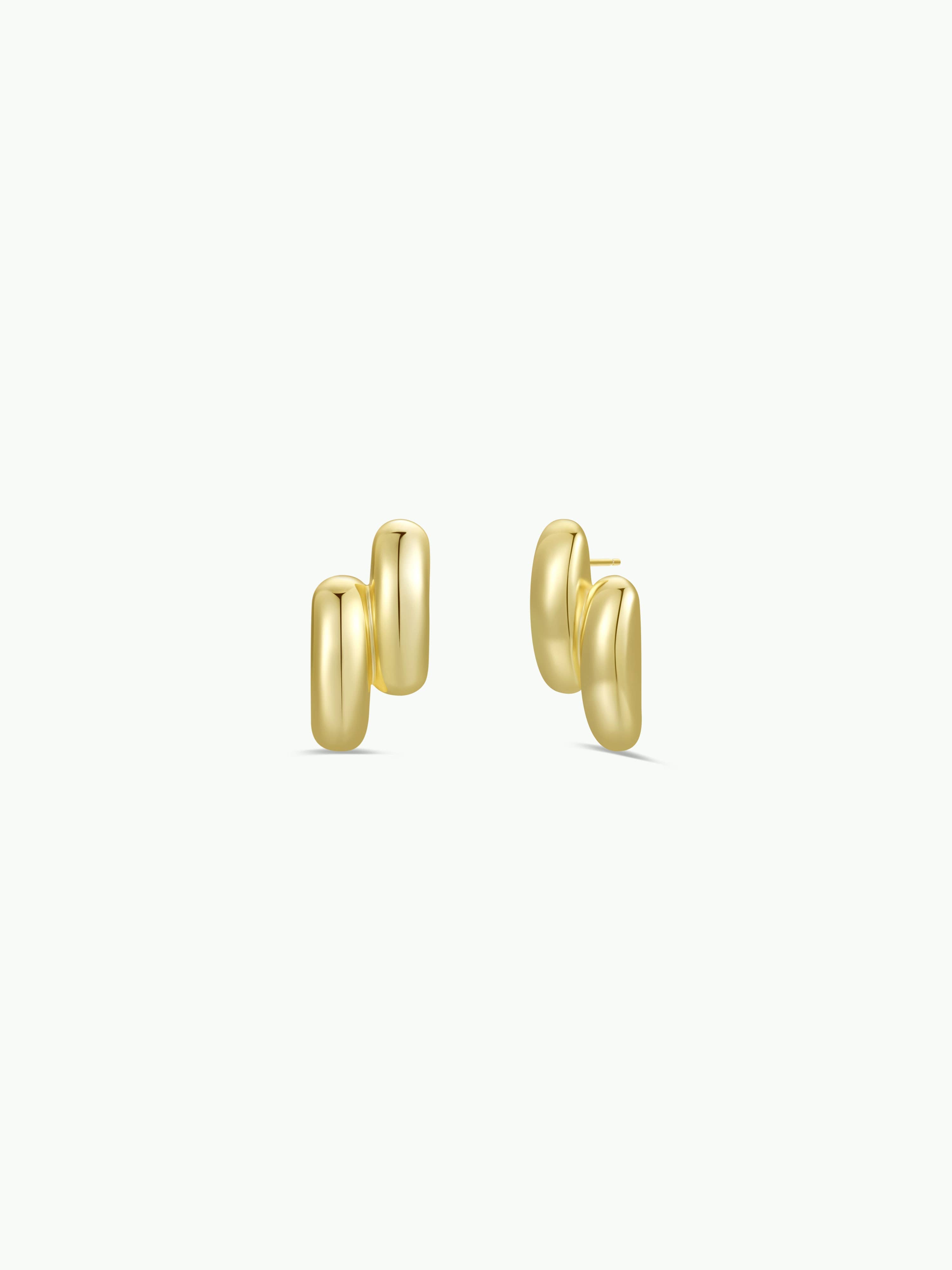 Gold Double Bold Bar Earring - Zen&Zip