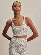 Freesoft Cori Bra by Varley | Ivory Abstract Feathers