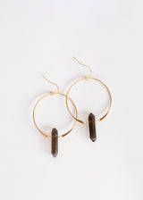 Hoops - Smoky Quartz - Gold Earrings