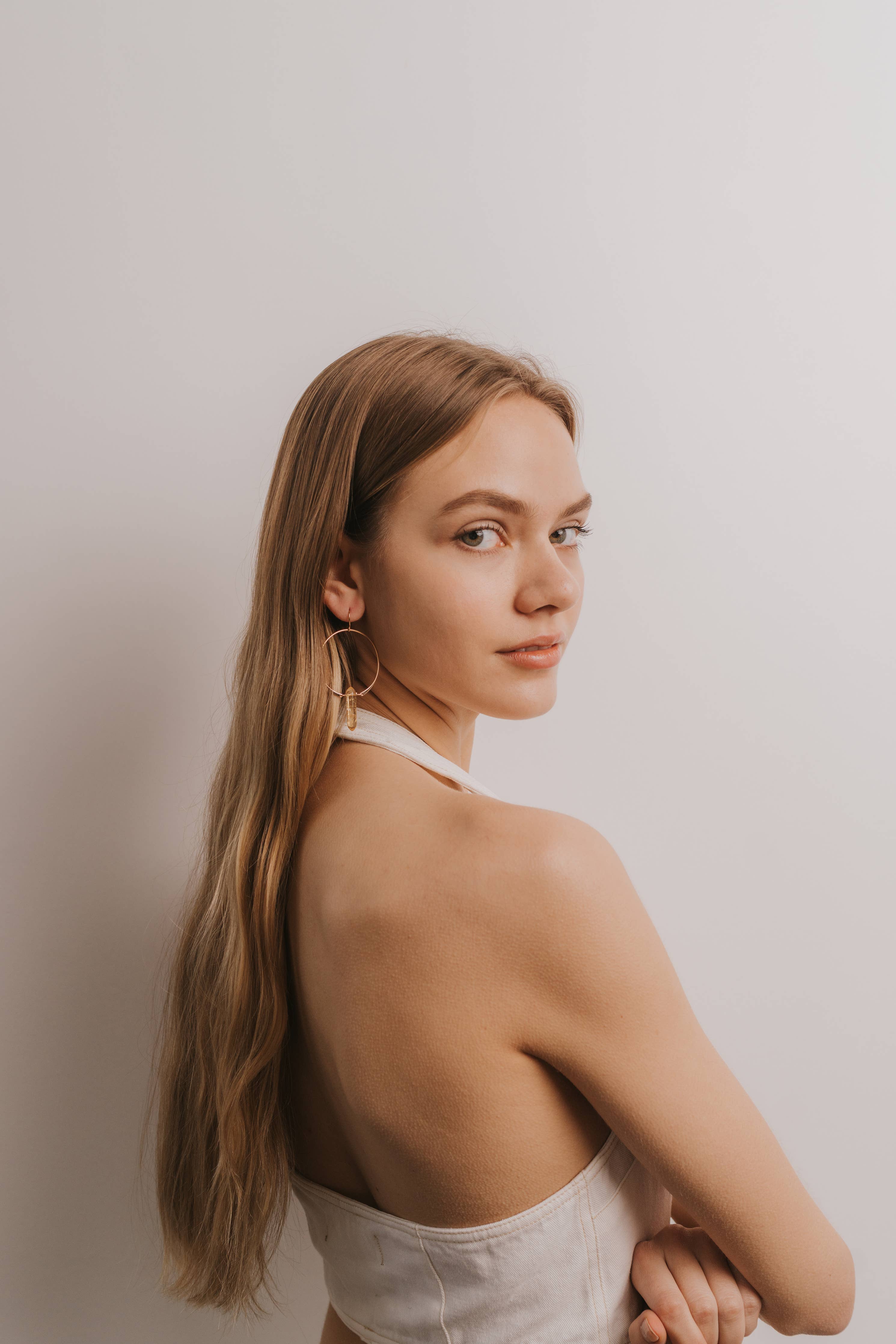 Hoops - Citrine - Gold Earrings