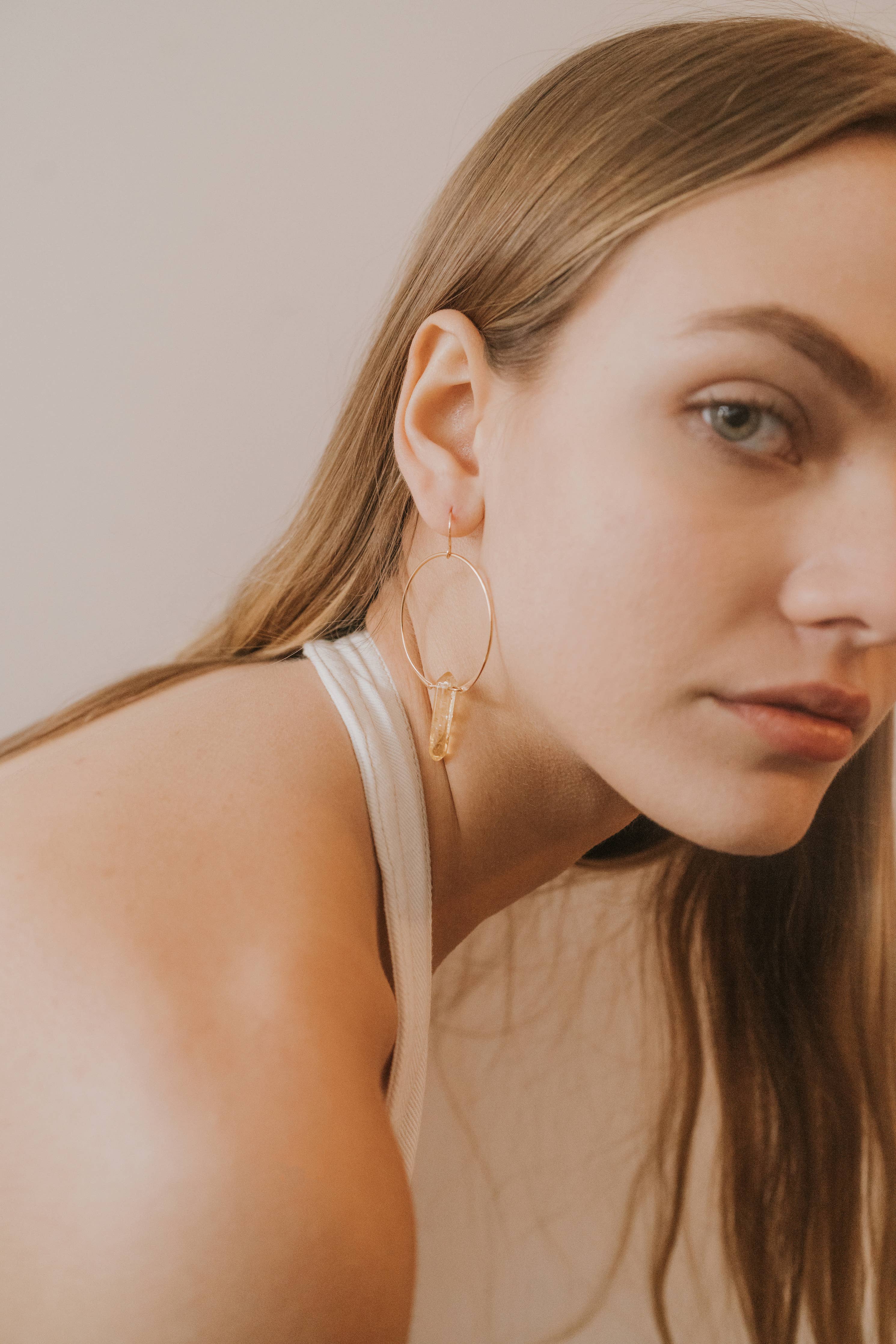 Hoops - Citrine - Gold Earrings