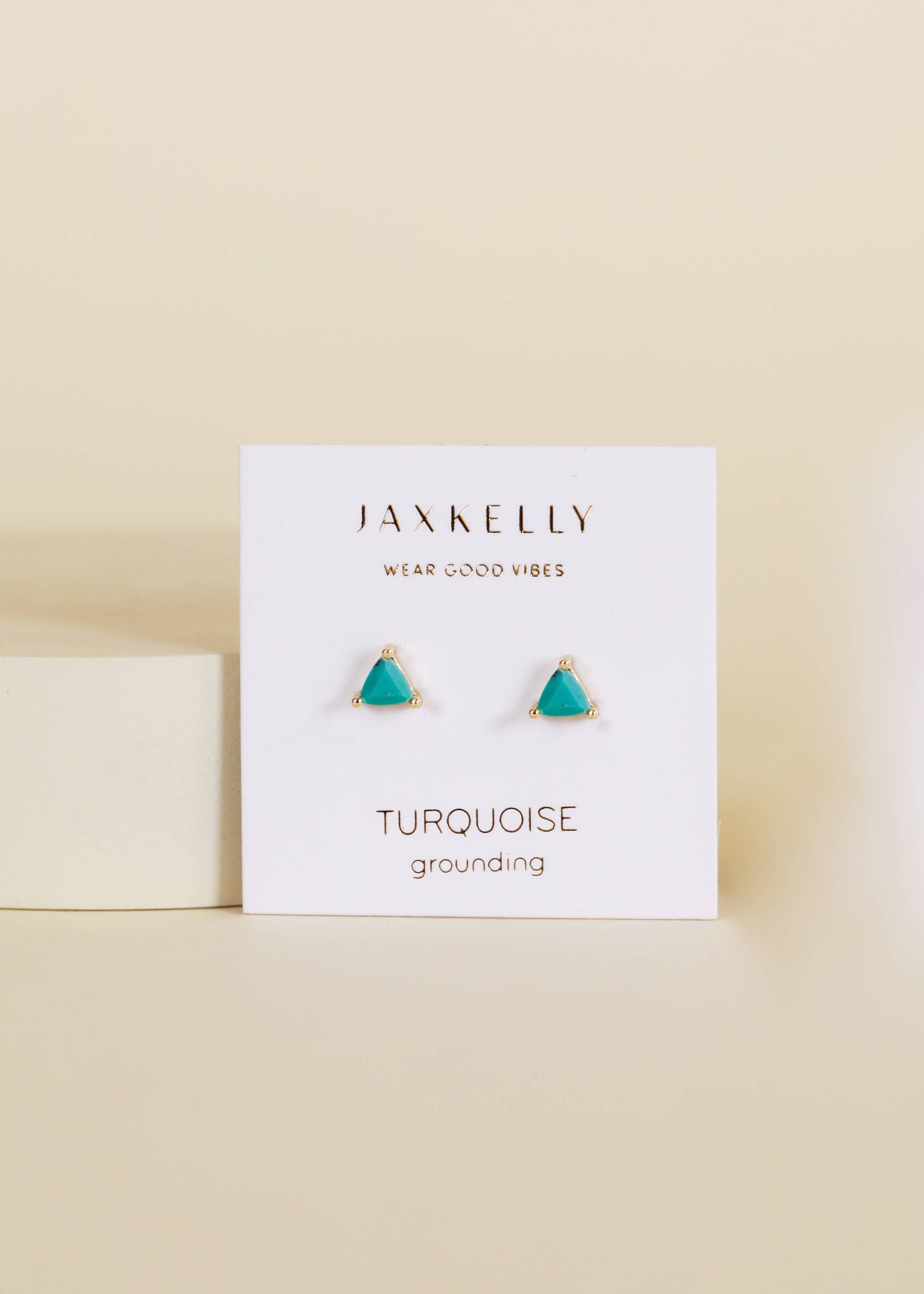 Mini Energy Gem - Turquoise - Gold Earrings