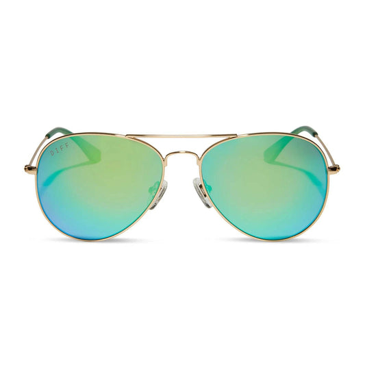 Cruz Gold/Green Mirror Polarized by DIFF | Green Mirror - Zen&Zip